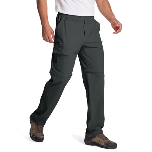 Jogwits Herren Zip-Off Wanderhose Outdoorhose Sommer Leicht Trekkinghose Abnehmbar Funktionshose Schnelltrocknend Atmungsaktiv Cargo Hosen Herren mit 6 Taschen für Wandern Fahrrad von Jogwits