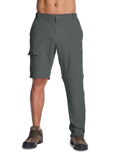 Jogwits Herren Zip-Off Wanderhose Outdoorhose Sommer Leicht Trekkinghose Abnehmbar Funktionshose Schnelltrocknend Atmungsaktiv Cargo Hosen Herren mit 6 Taschen für Wandern Fahrrad von Jogwits