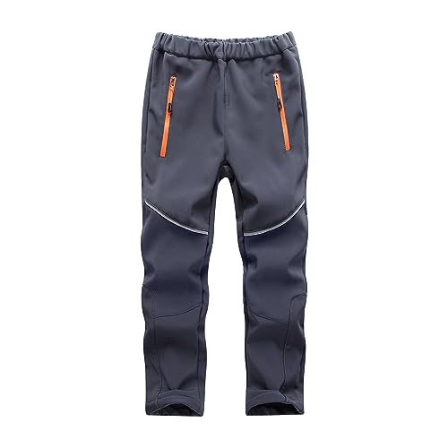 Jogwits Kinder Softshellhose Skihose Wanderhose Trekkinghose Gefüttert Cargohose Wasserdicht Thermohose Jungen Mädchen Schneehose Winter Outdoorhose von Jogwits