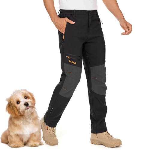Jogwits Wanderhose Herren Wasserdicht Softshellhose Winter Outdoorhose Skihose Winddicht Snowboardhose Warm Gefüttert Trekkinghose von Jogwits