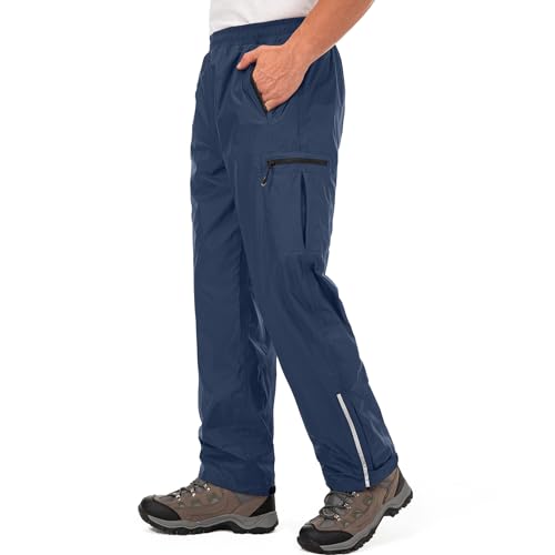 Jogwits wasserdichte Regenhose für Herren Atmungsaktiv Winddicht Outdoorhose Elastischer Bund Hose Leichte Regenhose zum Wandern Camping Golf Blue-XXL von Jogwits
