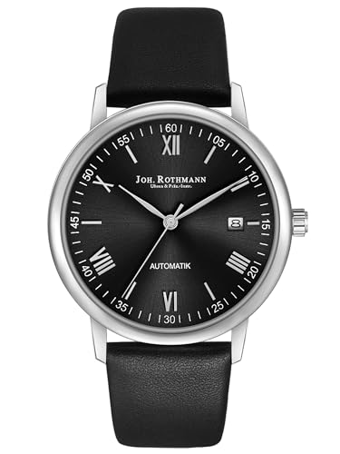 Joh. Rothmann Herren Uhr analog Japan Automatik mit Echtleder schwarz Armband 10030154 von Joh. Rothmann