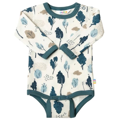 Joha Baby Mädchen Jungen Body Langarm Merinowolle/Bio-Bambus, Größe:50, Farbe:Blue AOP von Joha