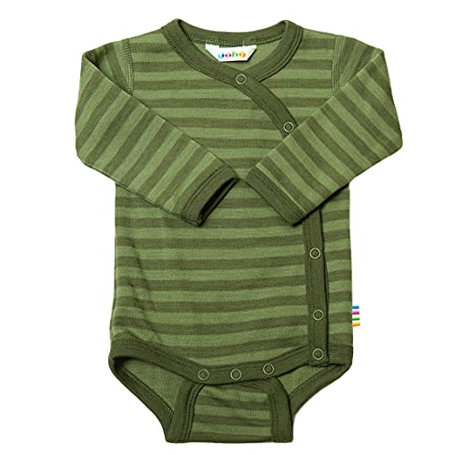 Joha Baby Mädchen Jungen Wickelbody Langarm Merino-Wolle, Größe:50, Farbe:Green Stripe von Joha