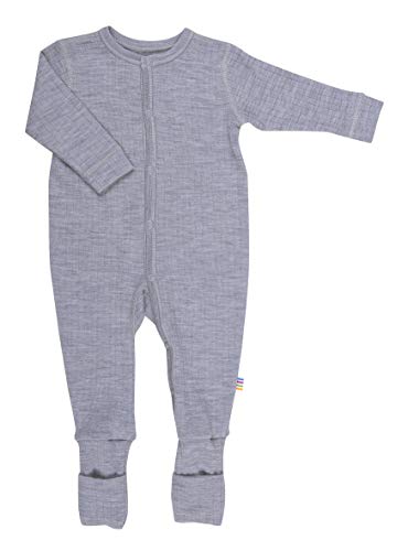 Joha Baby Unisex Schlafoverall aus Reiner Merino-Wolle, Größe:86-92, Farbe:grau Melange von Joha