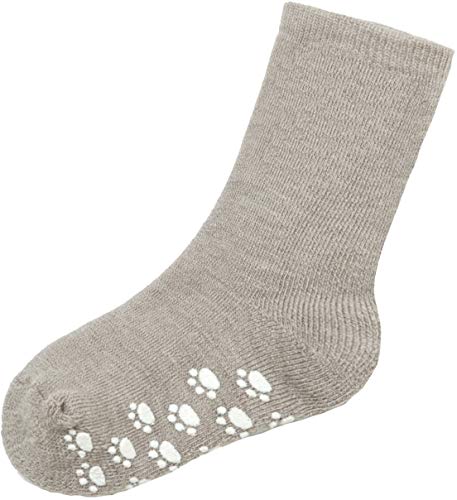 Joha Kinder Socken Wollsocken mit Anti-Rutsch Sohle Beige Melange-27-30 von Joha