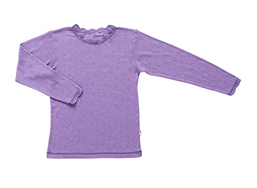 Joha Langarmshirt Mädchen aus Merinowolle/Seide | Longsleeve Langes Tshirt Bluse Top mit Spitzenmuster | Lila, Größe 110 (4-5 Jahre) von Joha