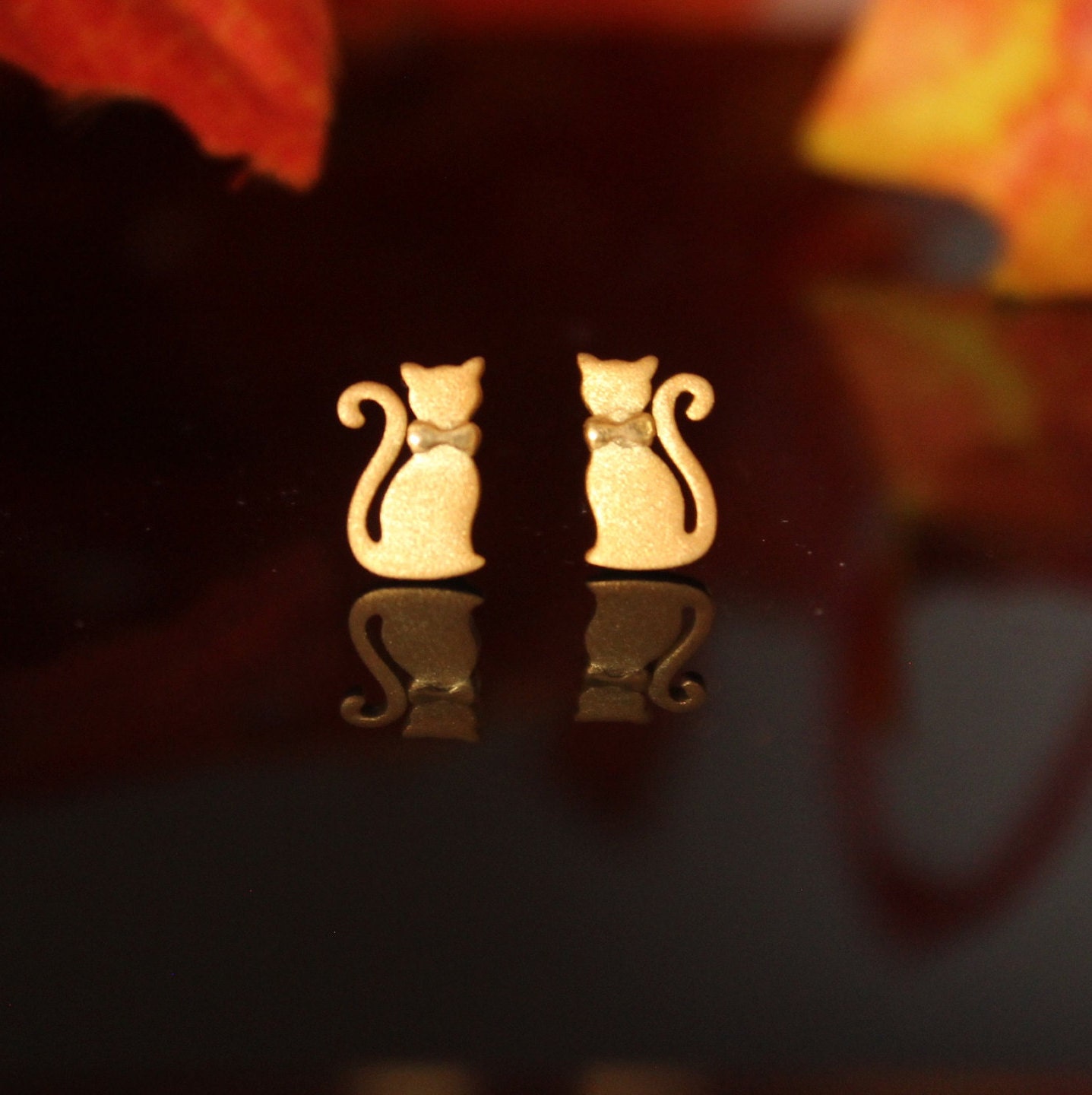 14K Gold Kitty Ohrstecker - Katzen/Ohrringe Tier Katzenliebhaber Geschenk Schmuck Valentinstag Geschenke Für Sie von JohariBazarByAnisha