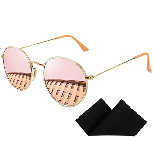 Johiux Goldene Sonnenbrille Damen Polarisiert,Sonnenbrille Damen Rund Retro,Vintage Runde Sonnenbrille für Frauen Retro,Modernes Accessoires Sunglasses Woman UV400 von Johiux