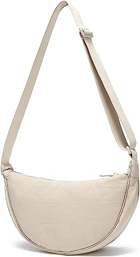 Johiux Half Moon Crossbody Bag Damen,Crossbody Chulterbeutel Damen,Casual Crossbody Bag,Einfarbige Cross Body Bag for Women,Halbmond Schultertasche (Beige) von Johiux