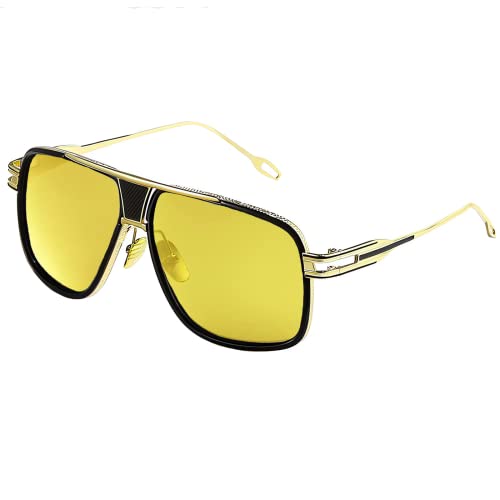 Johiux Retro Sonnenbrille Herren 80er Brille Vintage Piloten Sonnenbrillen,Mode Metallrahmen Herren- und Damenbrille Gold Neutrale Steampunk-Brille. von Johiux