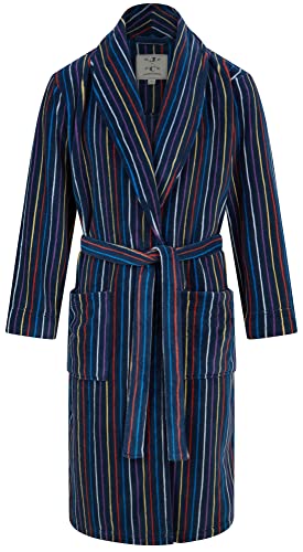 John Christian Supeweicher Fleece-Morgenmantel, Marineblau mit mehrfarbigen Streifen (XXL) von John Christian