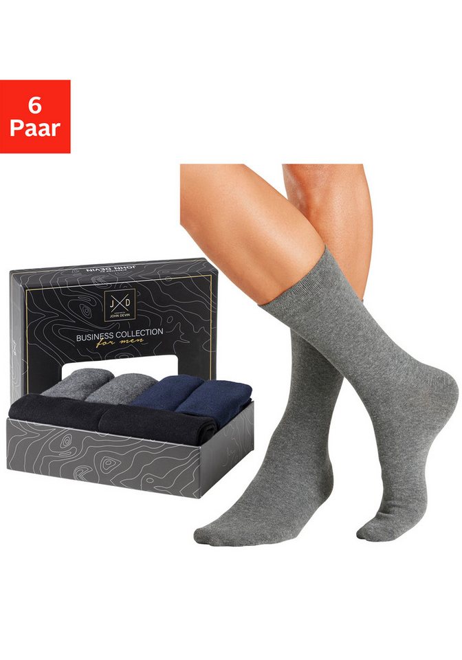 John Devin Businesssocken (Packung, 6-Paar) lange Form, wertig in Box verpackt von John Devin