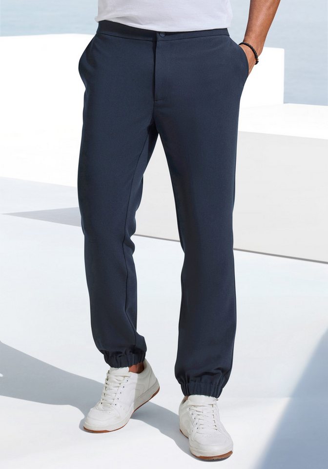 John Devin Stoffhose mit elastischen Bündchen, aus leicht dehnbarer Webqualität von John Devin