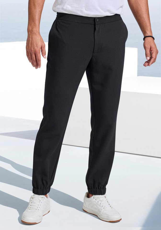 John Devin Stoffhose mit elastischen Bündchen, aus leicht dehnbarer Webqualität von John Devin