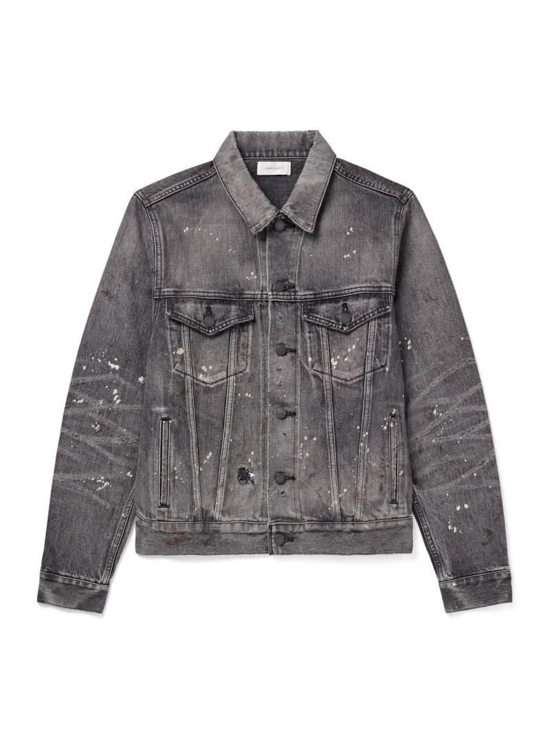 JOHN ELLIOTT - Thumper Type III Distressed Paint-Splattered Selvedge Denim Trucker Jacket - Men - Gray - XXL von JOHN ELLIOTT