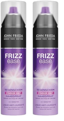 John Frieda Frizz Ease Regenschirm Haarspray - 2er Pack (1 x 250 ml) - 24h-Schutz vor Feuchtigkeit - Hairspray für widerspenstiges Haar - mit Keratin von John Frieda