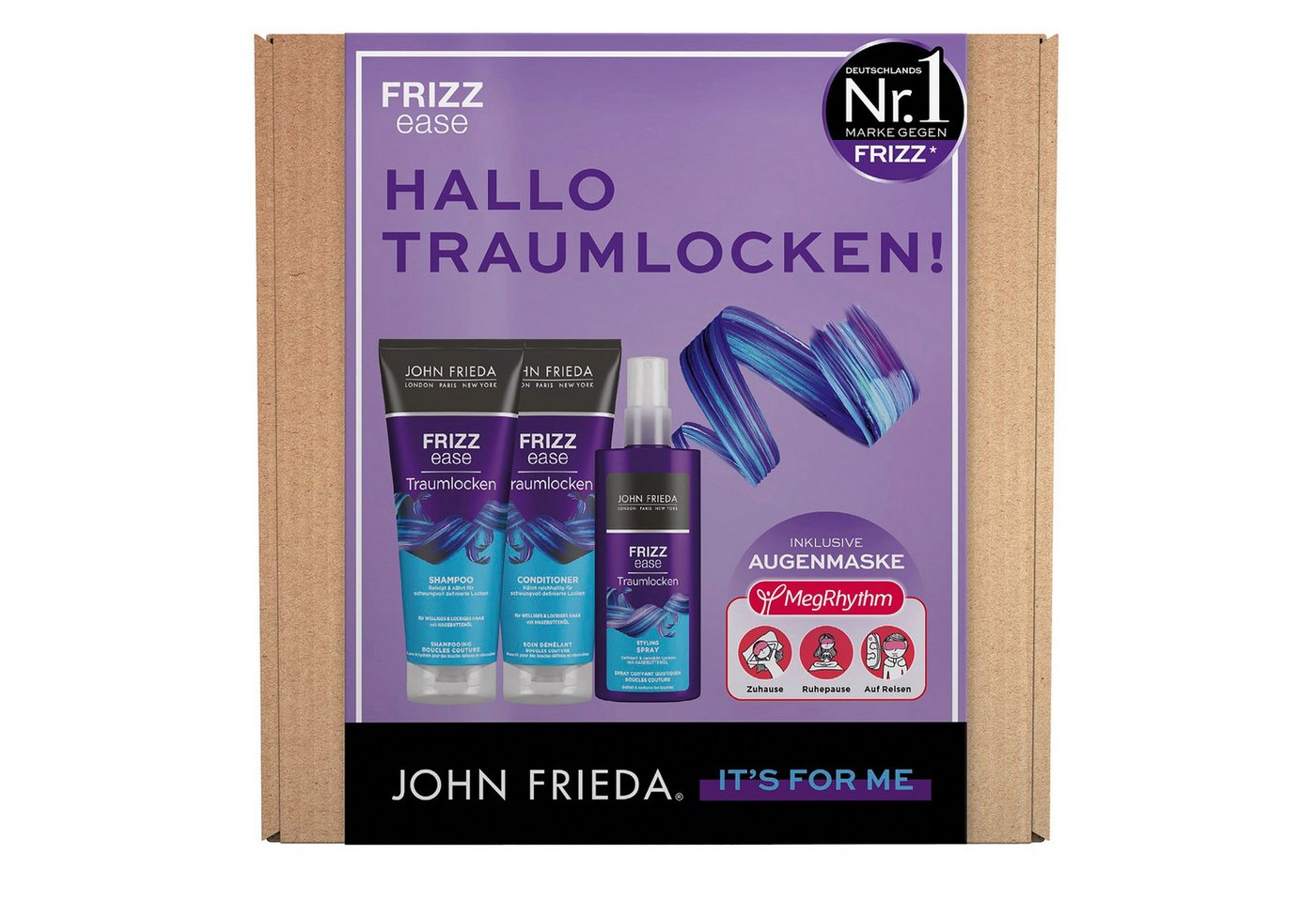 John Frieda Haarshampoo Frizz Ease Traumlocken Box, 4-tlg., Vorteils-Set, mit Augenmaske von John Frieda