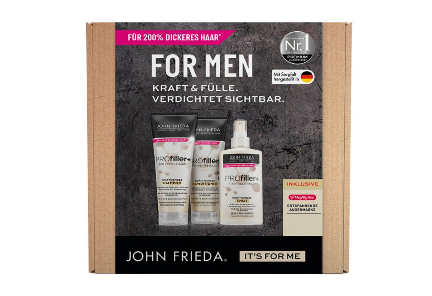 John Frieda Haarshampoo PROfiller+ Men Vorteils-Set, Vorteilsset, mit Augenmaske von John Frieda