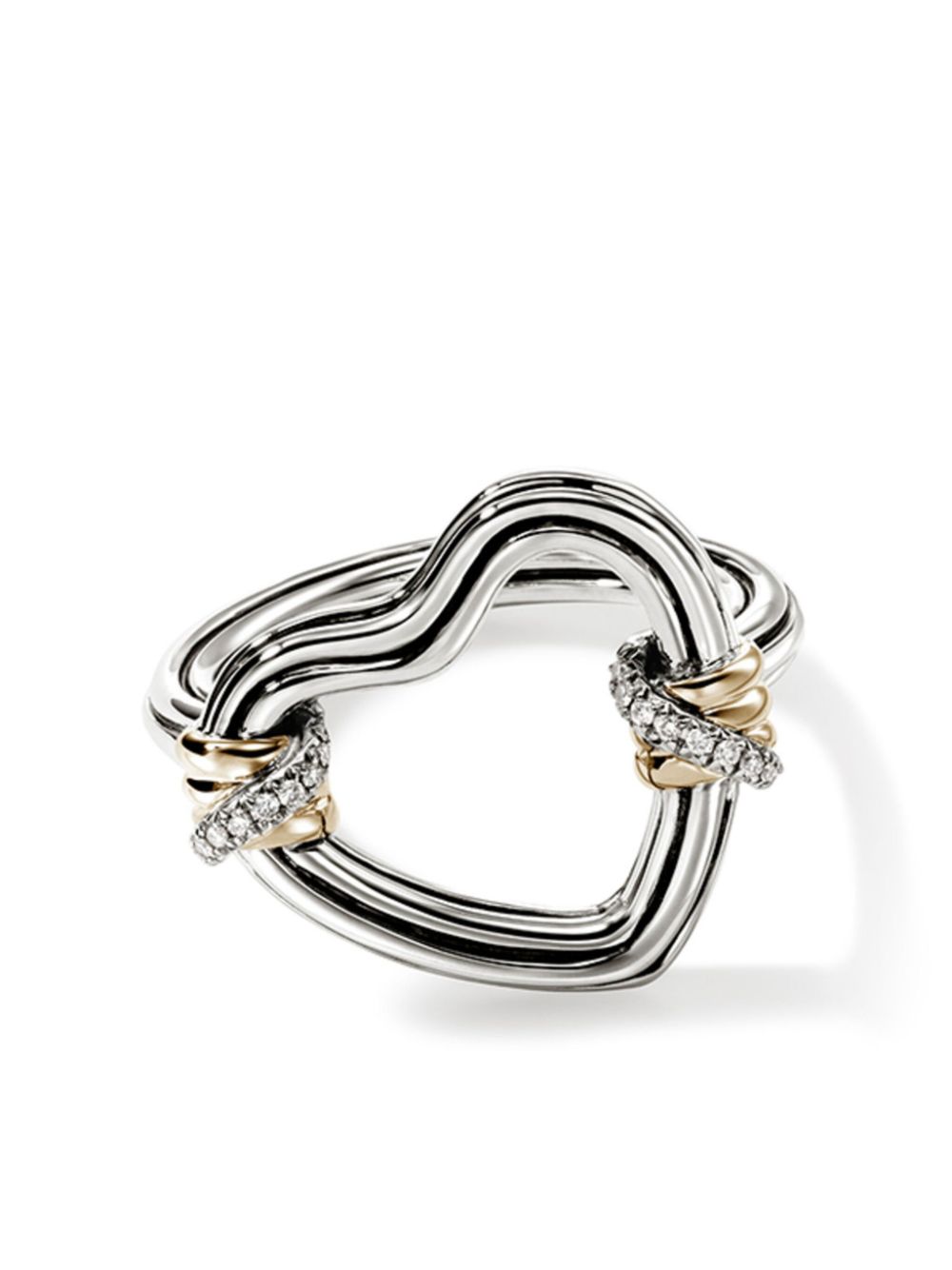 John Hardy Bamboo Ring aus 14kt Gold und Sterlingsilber mit Diamant von John Hardy