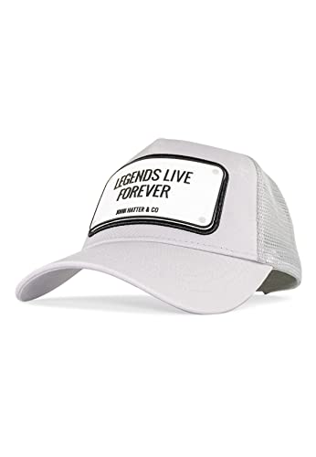 John Hatter & Co Trucker Cap Legends LIVE Forever Rubber Grey Hellgrau Weiss, Size:OneSize von John Hatter & Co