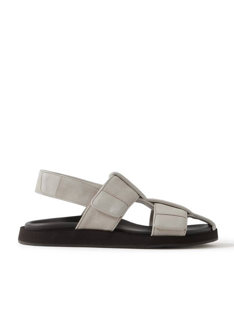 John Lobb - Milford Leather-Trimmed Suede Sandals - Men - Gray - UK 8 von John Lobb