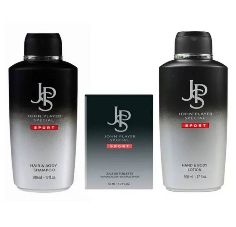 John Player Special Haarshampoo Sport Shampoo 500 ml & Body Lotion 500 ml & EDT 50 ml, 3-tlg. von John Player Special
