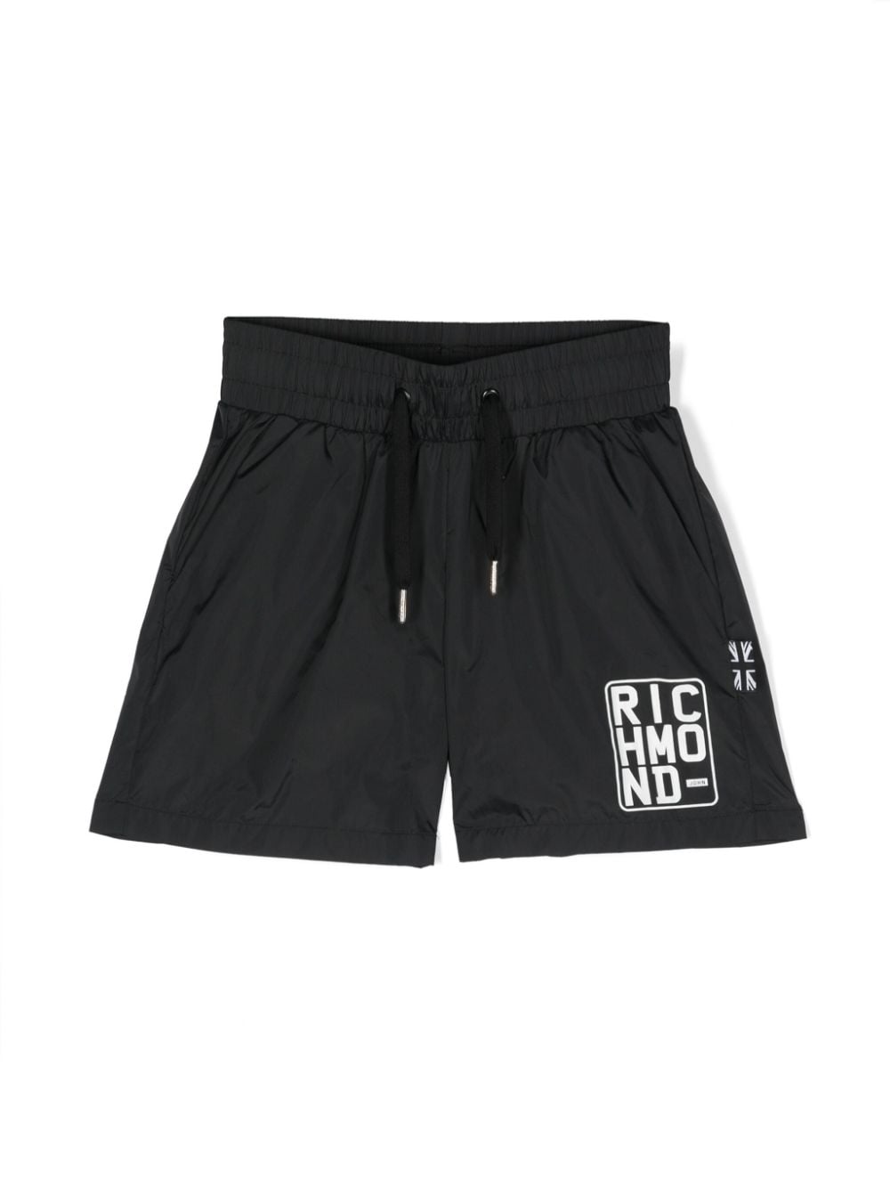 John Richmond Junior Badeshorts mit Logo-Print - Schwarz von John Richmond Junior