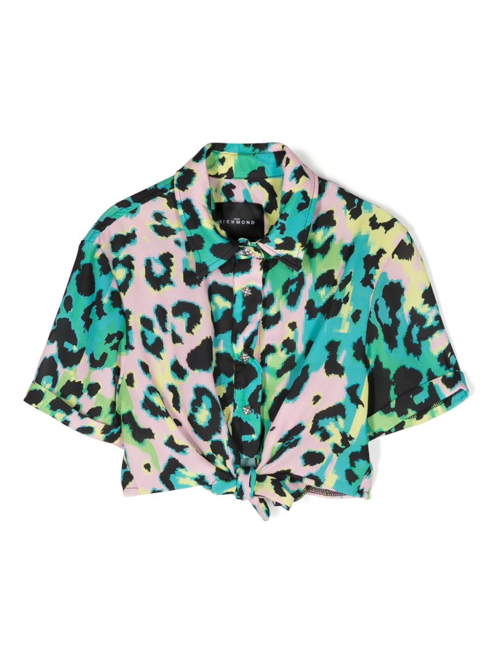 John Richmond Junior Cropped-Bluse mit Leoparden-Print - Grün von John Richmond Junior