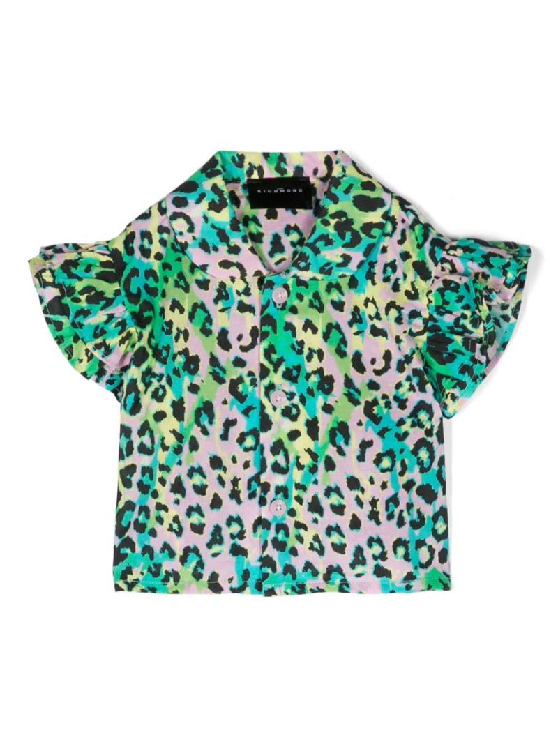 John Richmond Junior Hemd mit abstraktem Leoparden-Print - Grün von John Richmond Junior