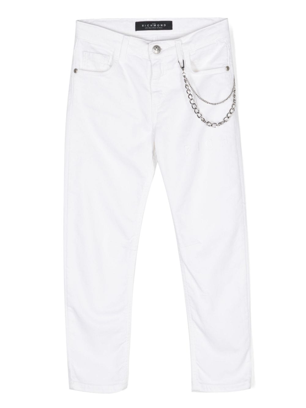 John Richmond Junior Straight-Leg-Jeans mit Kettendetail - Weiß von John Richmond Junior