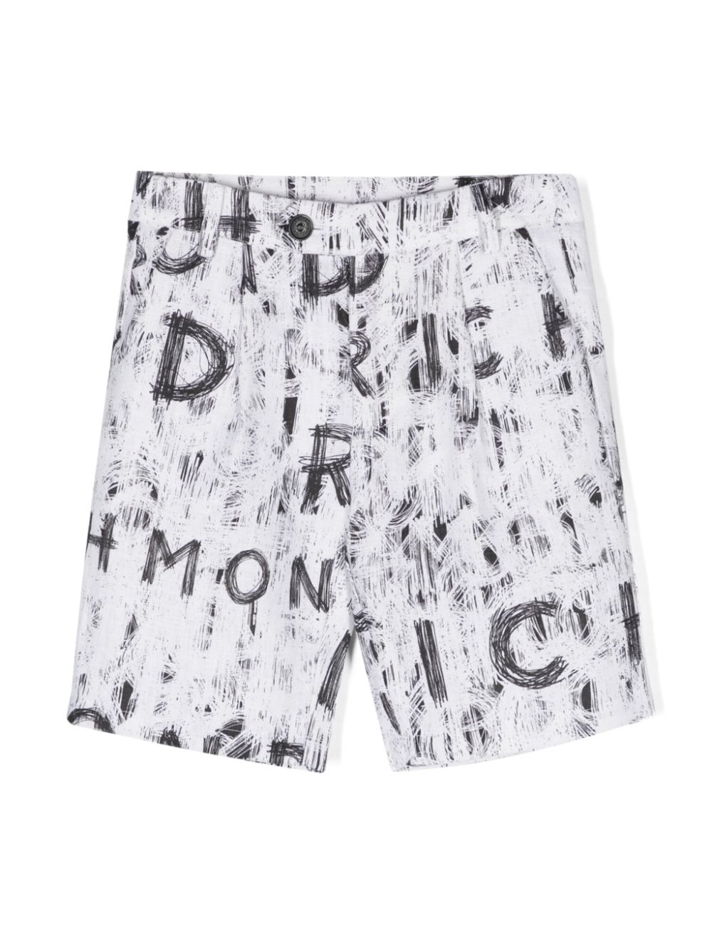 John Richmond Junior Leinenshorts mit Graffiti-Print - Weiß von John Richmond Junior