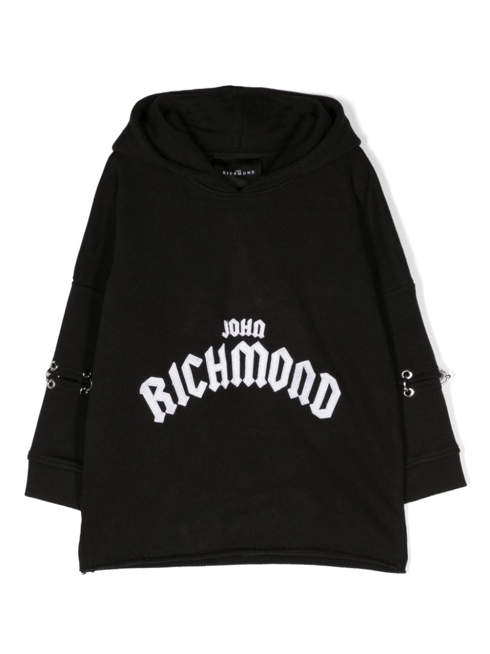 John Richmond Junior Verzierter Hoodie mit Logo-Applikation - Schwarz von John Richmond Junior