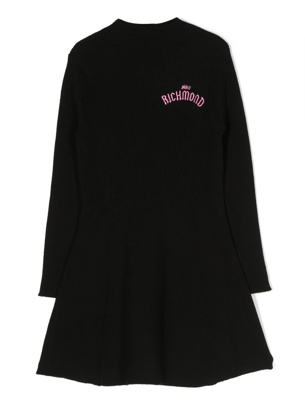 John Richmond Junior Geripptes Strickkleid mit Logo - Schwarz von John Richmond Junior