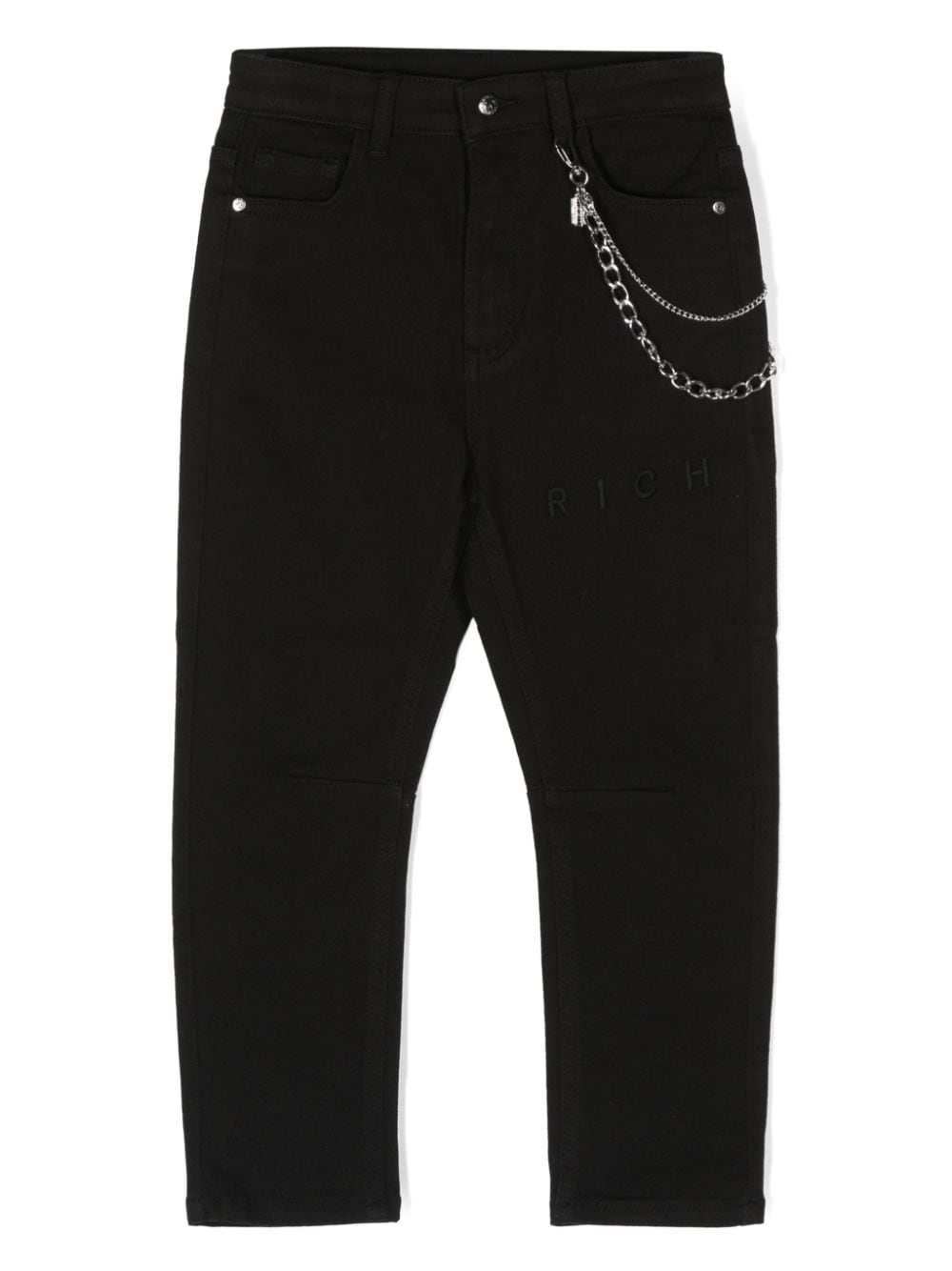 John Richmond Junior logo-embroidered tapered jeans - Schwarz von John Richmond Junior