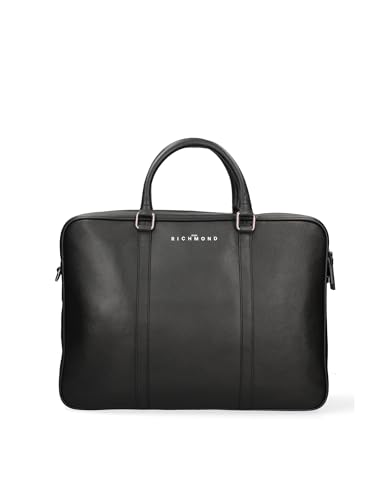 John Richmond Arbeitstasche für Herren aus echtem Leder, hergestellt in Italien, 32 x 43 x 11 cm, Schwarz , Einheitsgröße von John Richmond