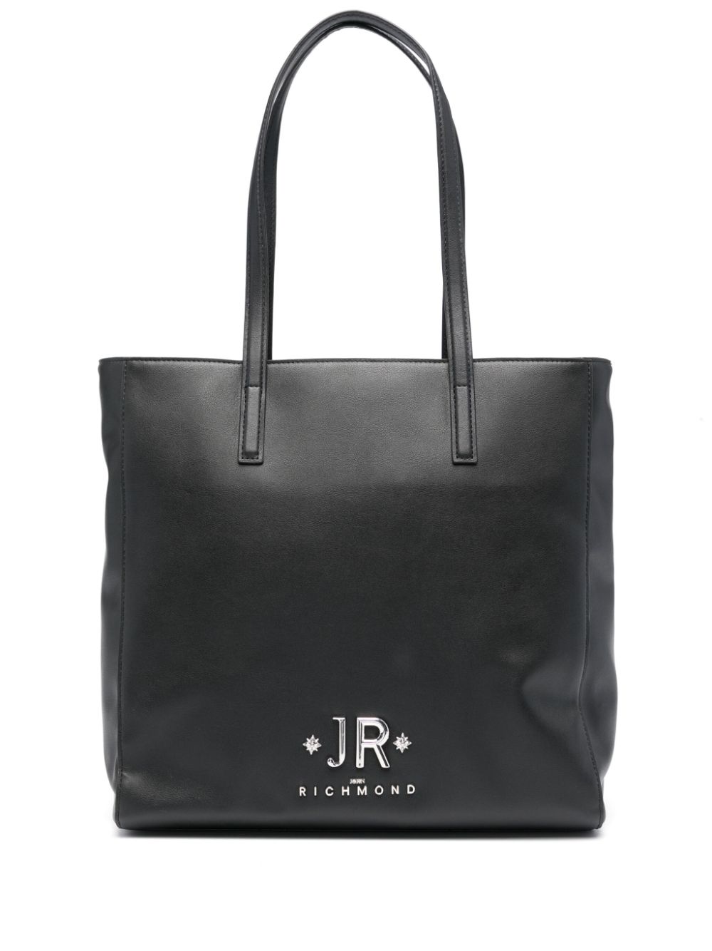 John Richmond Schultertasche mit Logo-Schild - Schwarz von John Richmond