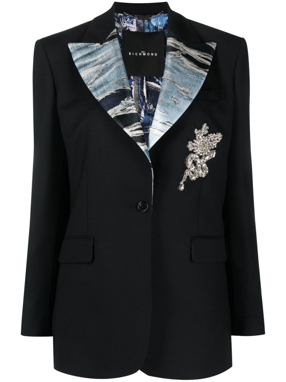 John Richmond Blazer mit Kontrastrevers - Schwarz von John Richmond