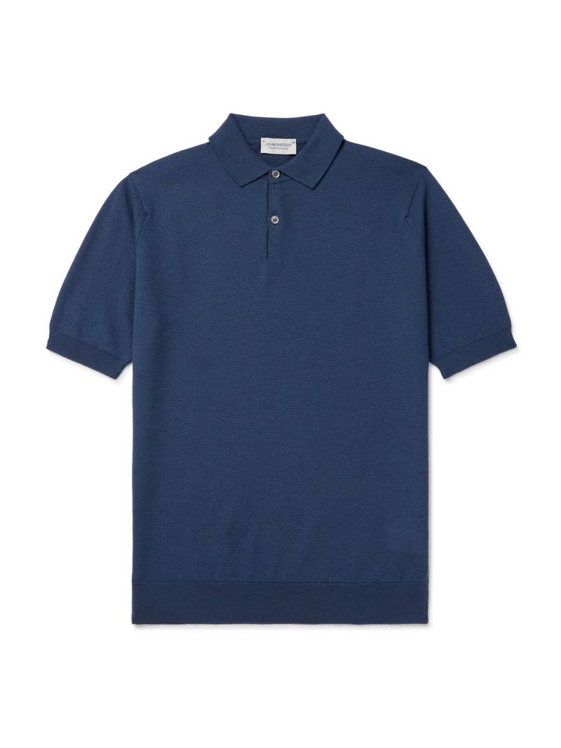 John Smedley - 14.Singular Merino Wool-Piqué Polo Shirt - Men - Blue - M von John Smedley