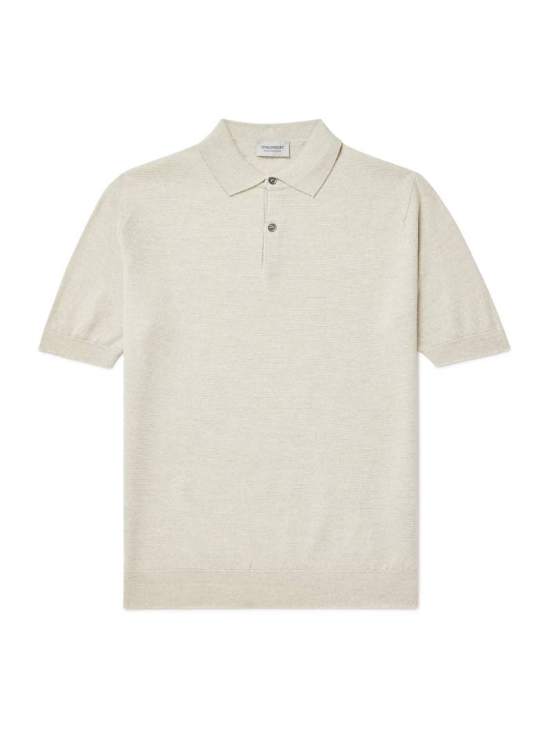 John Smedley - 14.Singular Merino Wool-Piqué Polo Shirt - Men - Neutrals - XL von John Smedley