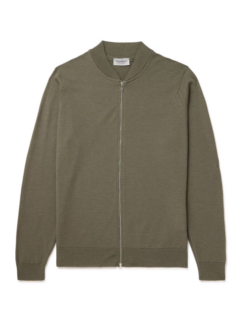 John Smedley - 16.Singular Merino Wool Zip-Up Cardigan - Men - Green - S von John Smedley