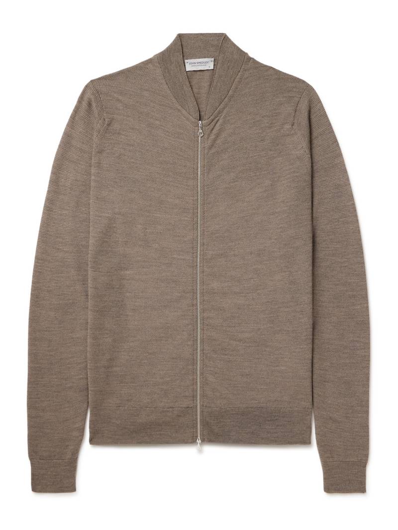 John Smedley - 16.Singular Merino Wool Zip-Up Cardigan - Men - Neutrals - S von John Smedley
