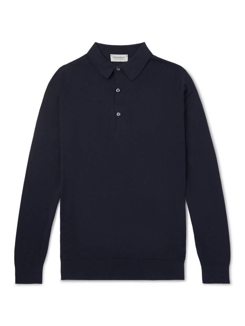 John Smedley - Bramwell Fine-Knit Cotton Polo Shirt - Men - Blue - S von John Smedley