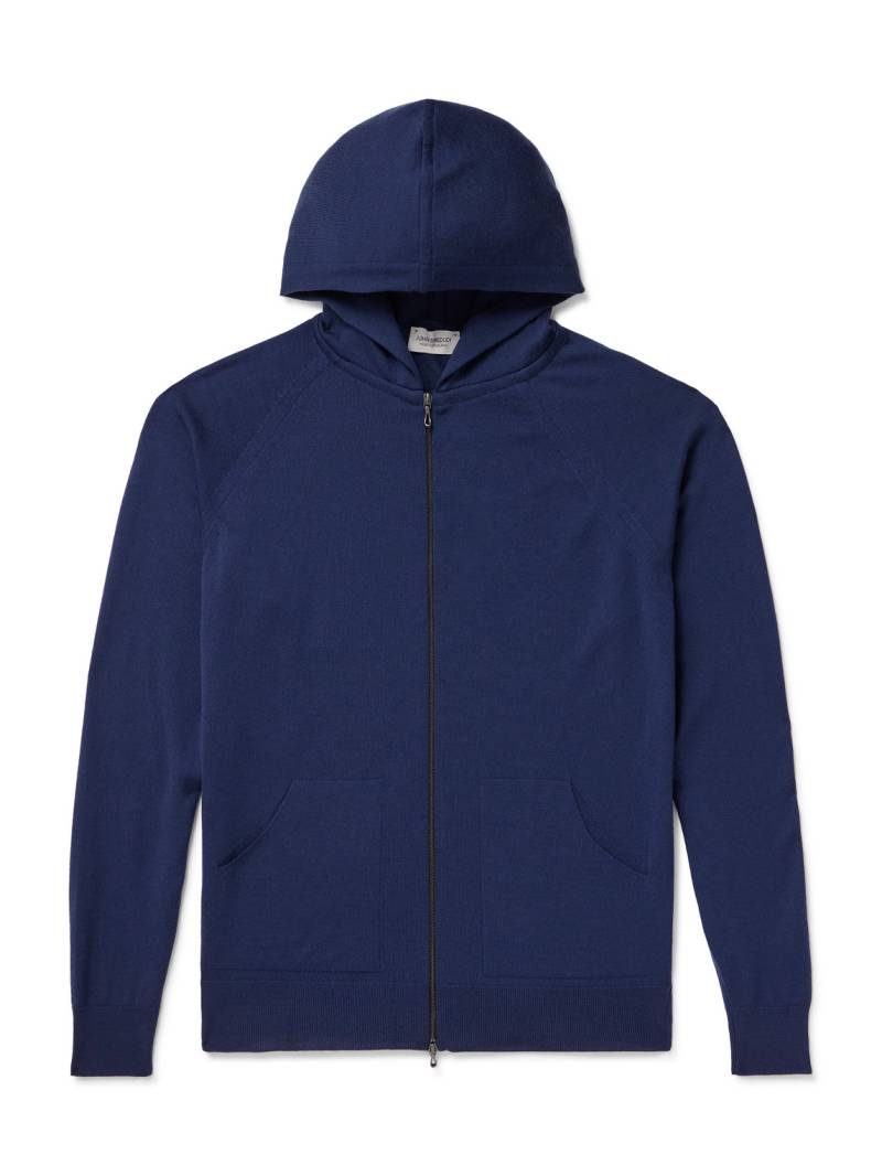 John Smedley - Carty Merino Wool Zip-Up Hoodie - Men - Blue - M von John Smedley