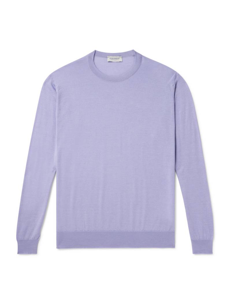 John Smedley - Darley Merino Wool and Sea Island Cotton-Blend Gauze Sweater - Men - Purple - XL von John Smedley