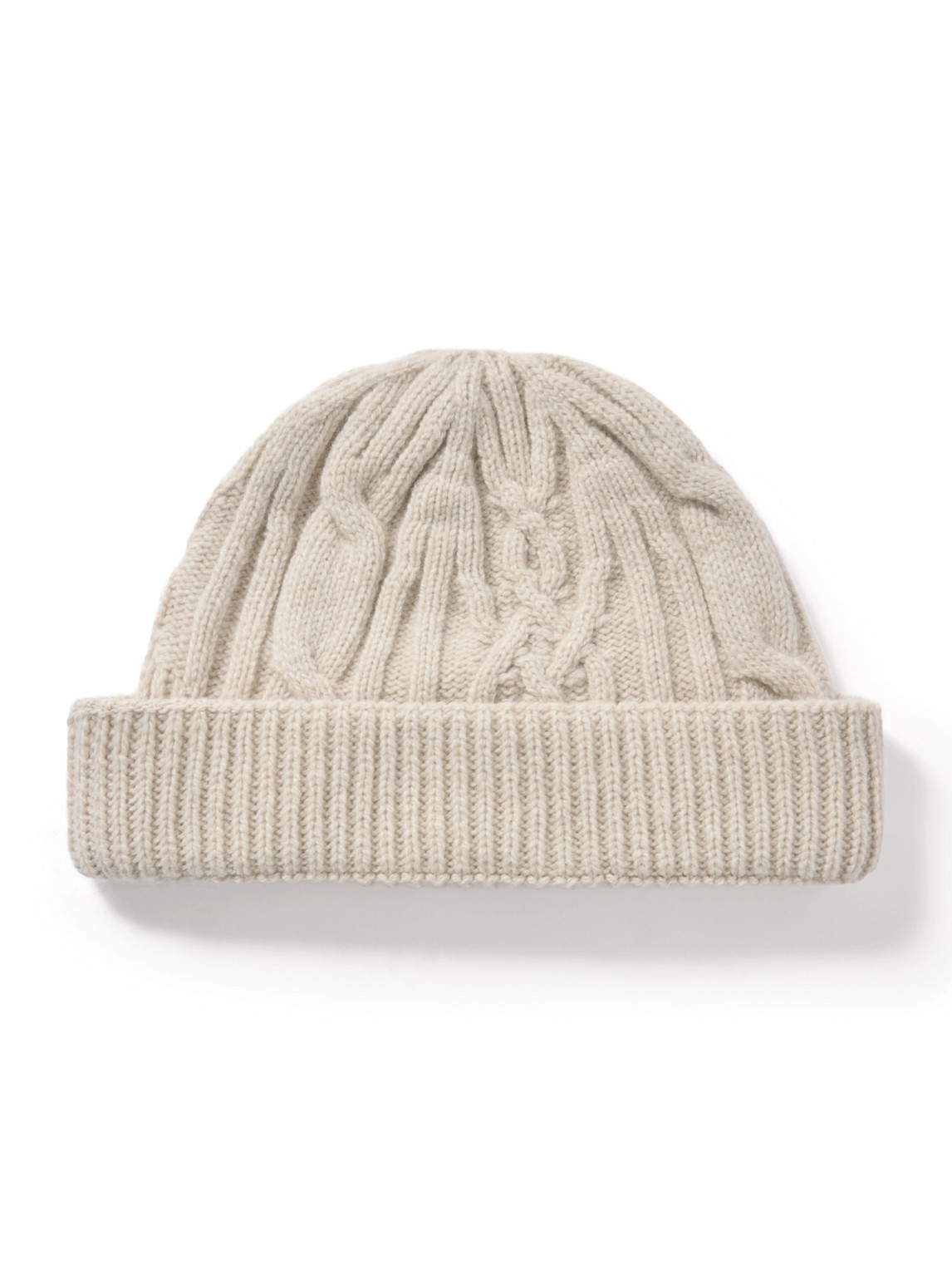 John Smedley - Emery Cable-Knit Recycled-Cashmere and Merino Wool-Blend Beanie - Men - Neutrals von John Smedley