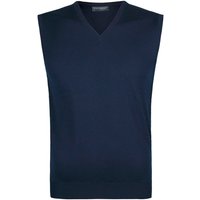 John Smedley Herren Pullunder blau Merinowolle unifarben von John Smedley