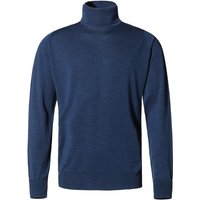 John Smedley Herren Rollkragenpullover blau Merinowolle unifarben von John Smedley