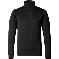 John Smedley Herren Rollkragenpullover schwarz Merinowolle unifarben von John Smedley