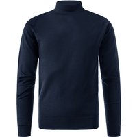 John Smedley Herren Stehkragenpullover blau Merino unifarben von John Smedley